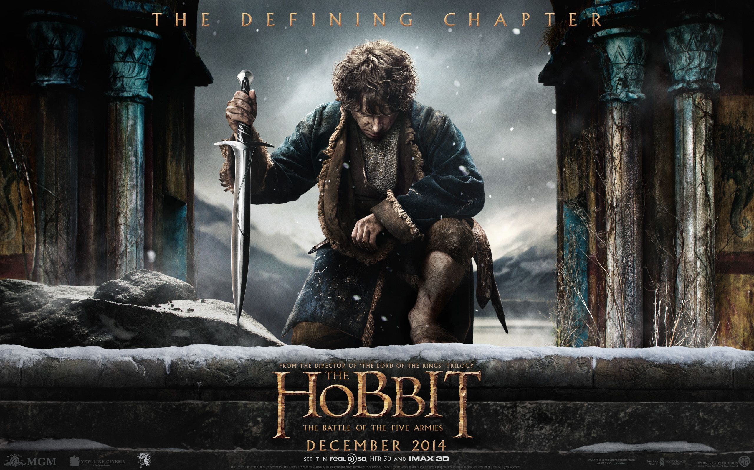 Download this high res desktop wallpaper of Bilbo kneeling with