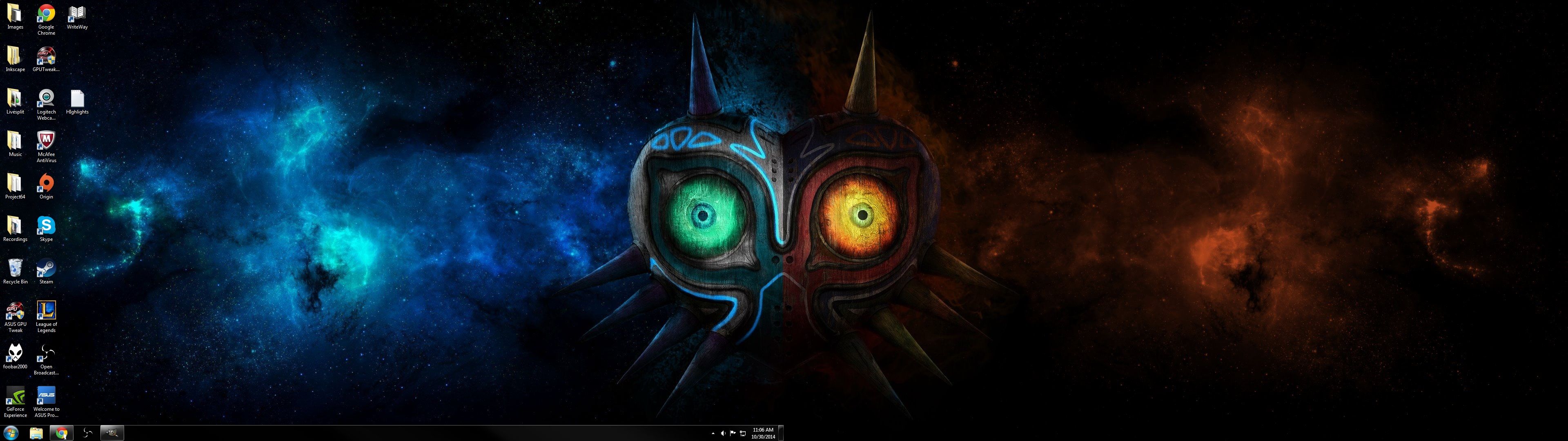 So I combined two desktops to make a dual monitor desktop. - Imgur