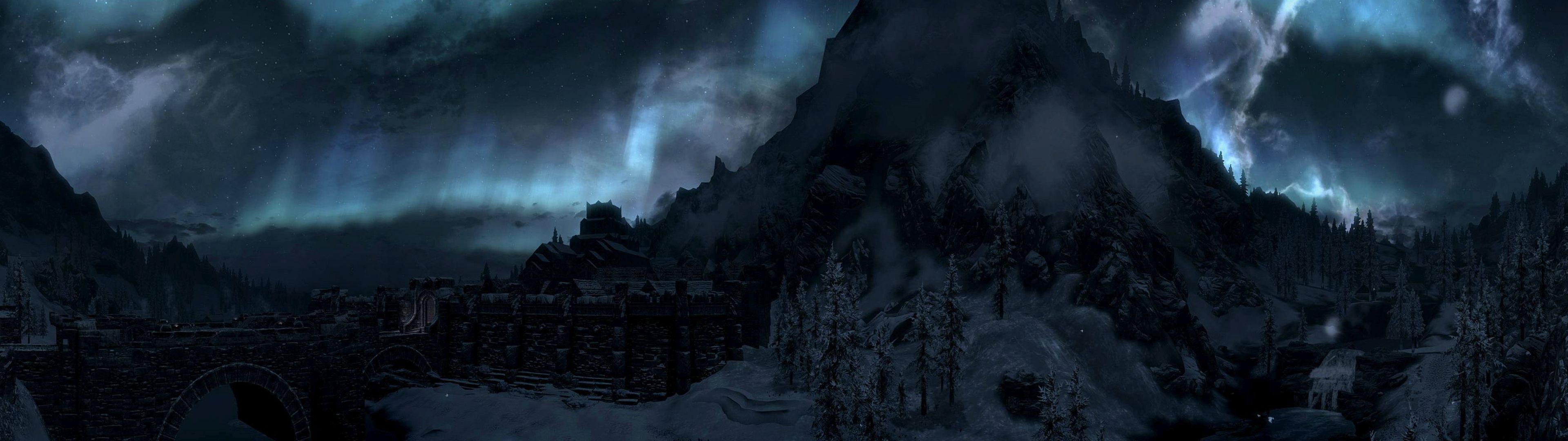 Aurora behind the mountain in The Elder Scrolls V: Skyrim desktop ...
