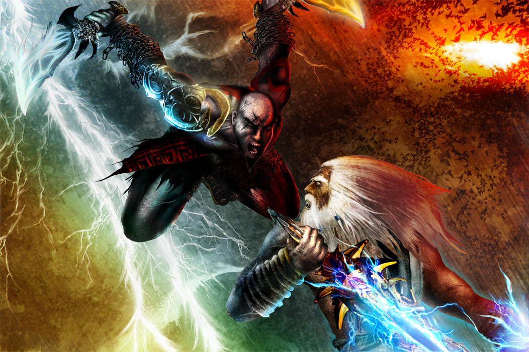 God of War Kratos Vs Zeus - wallpaper.