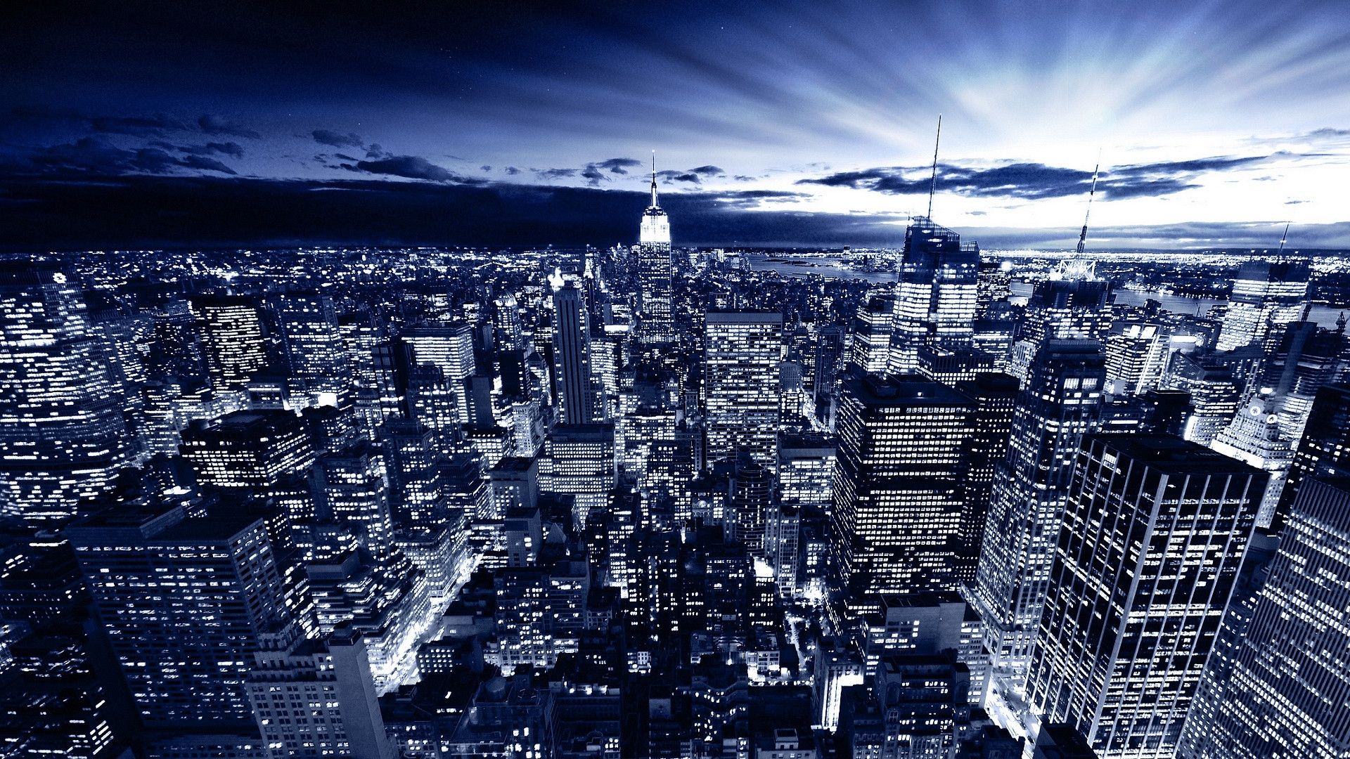 new york in blue cityscape wallpaper | Desktop Backgrounds for ...