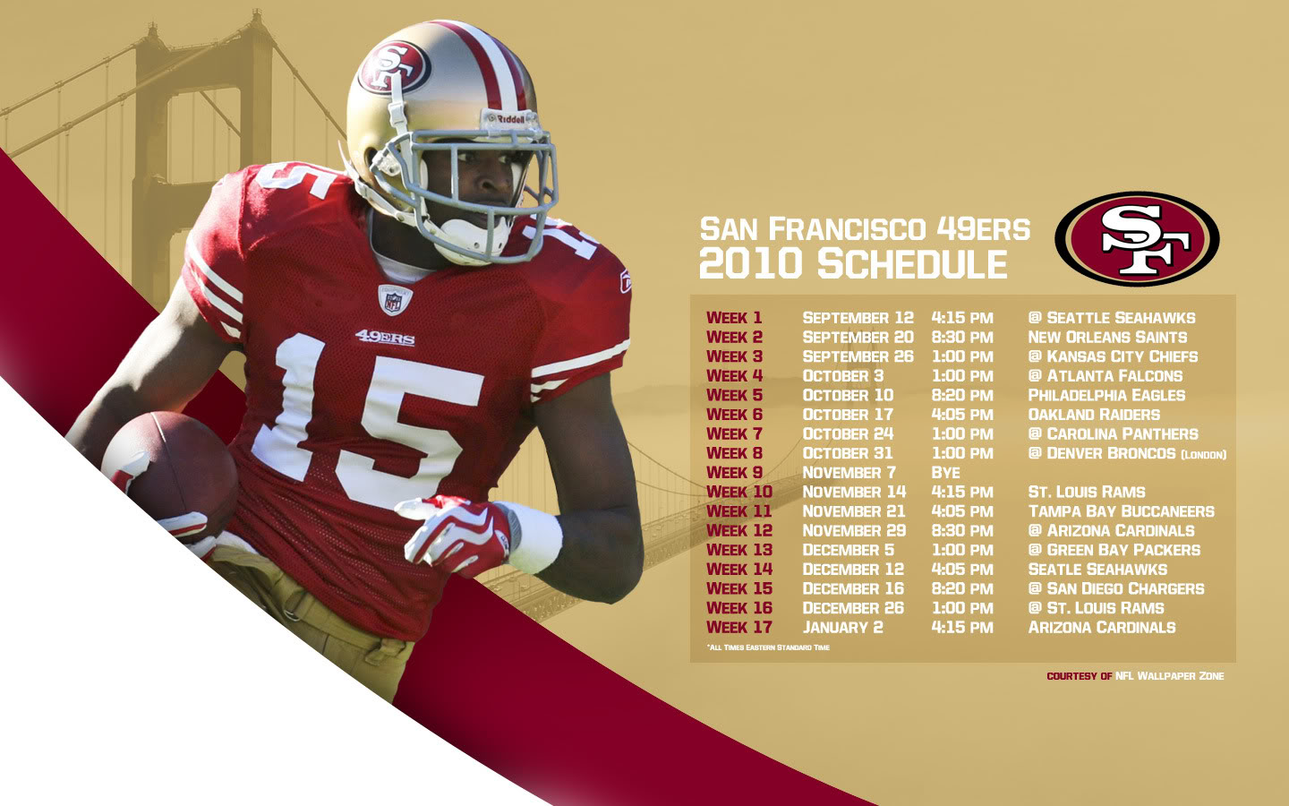 NFL Wallpaper Zone SF / San Francisco 49ers 2010 Schedule