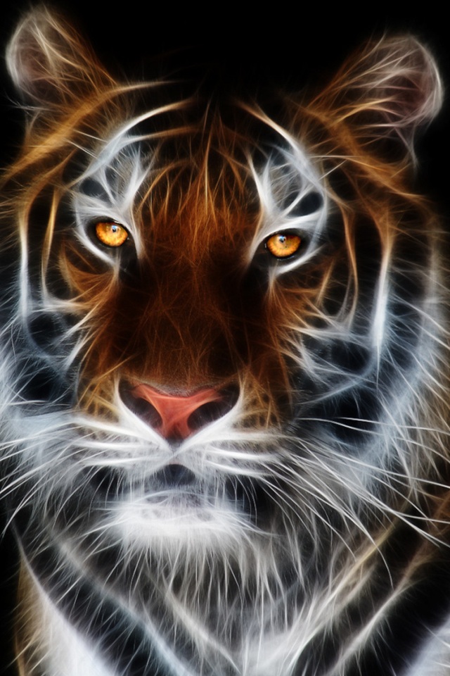 Wonderful 3D Tiger Wallpaper for iPhone 4