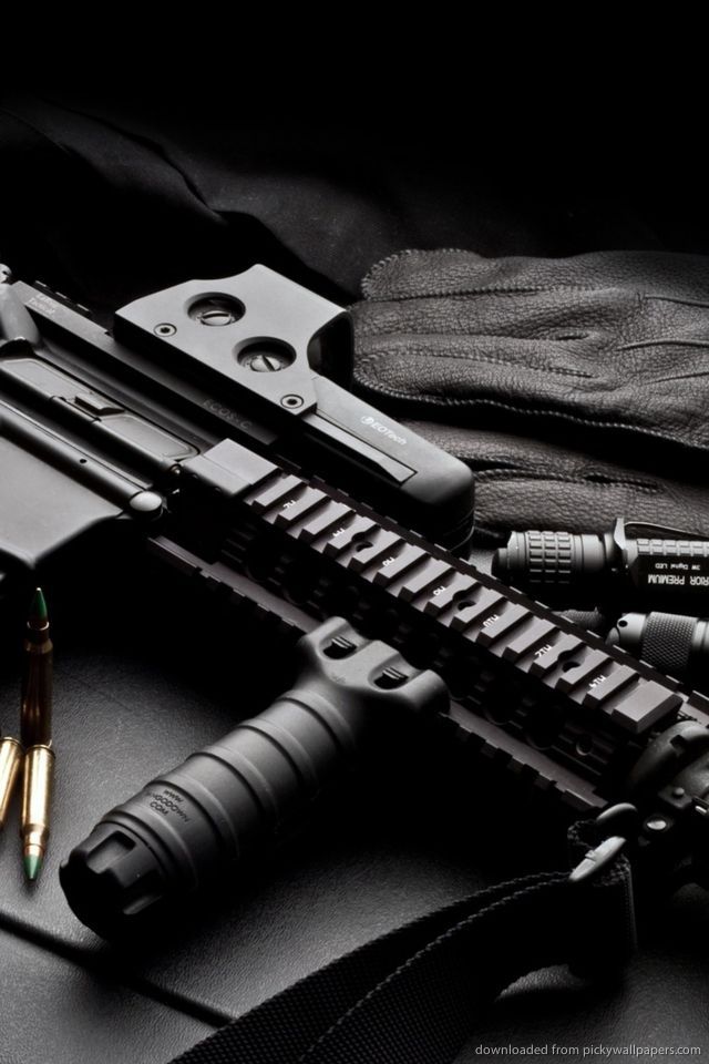 Download Black Colt-M4 Rifle Wallpaper For iPhone 4
