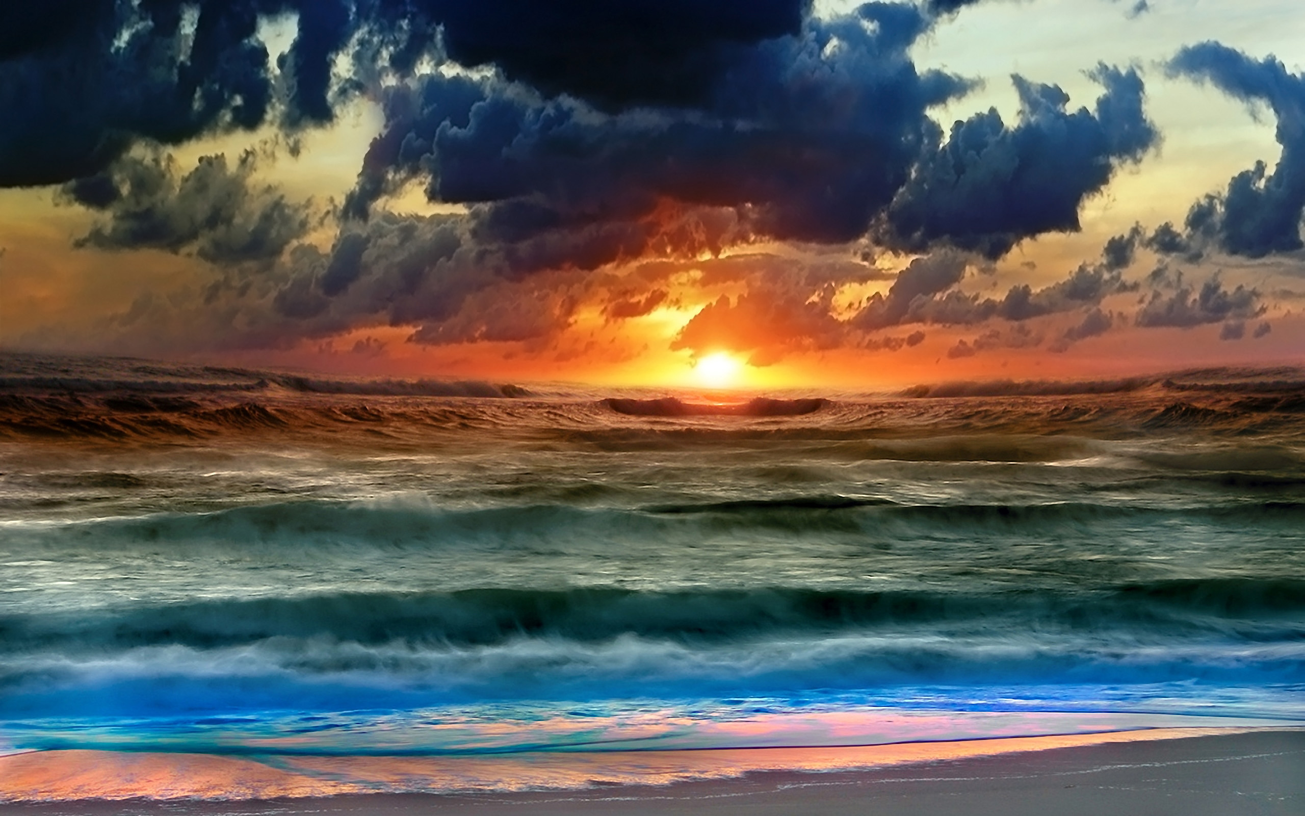 Sunset Ocean Clouds Nature Beach : Desktop and mobile wallpaper ...