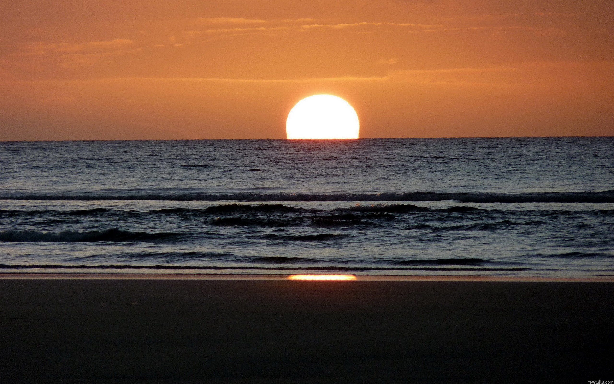 Sunset Ocean Nature Beach : Desktop and mobile wallpaper : Wallippo