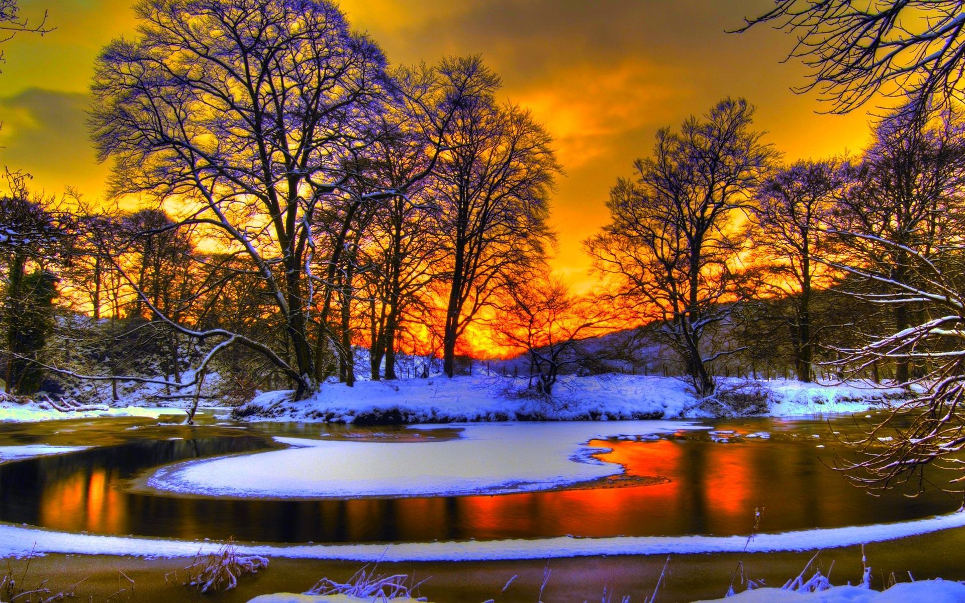 Winter Sunset Desktop Wallpaper, Winter Sunset Background Cool