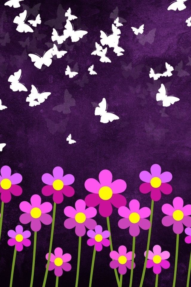Cute Pink Flowers And Butterflys Iphone 4s Wallpapers Free 640x960 ...