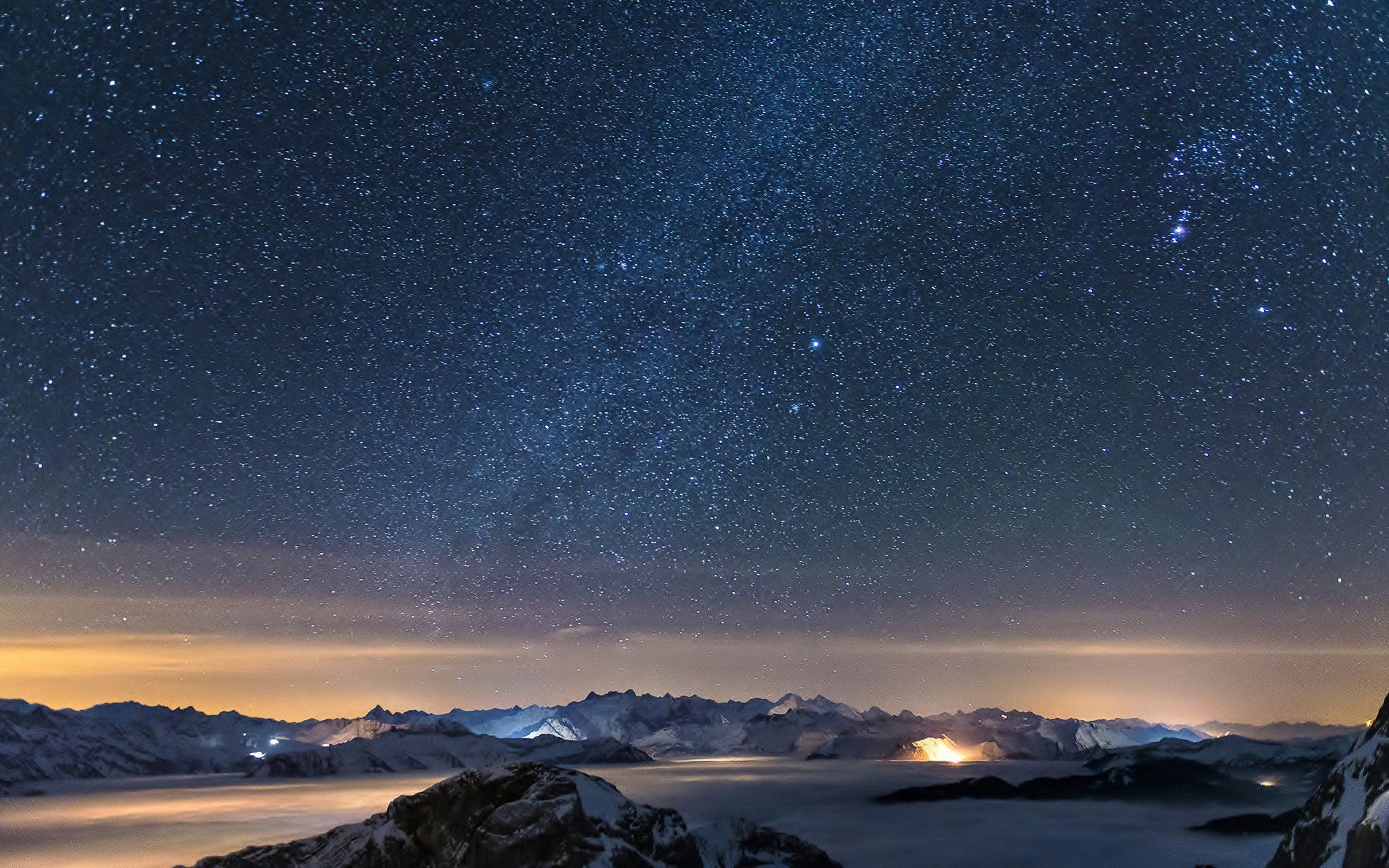 Nature mountain galaxy night landscape fog stars ultrahd 4k ...