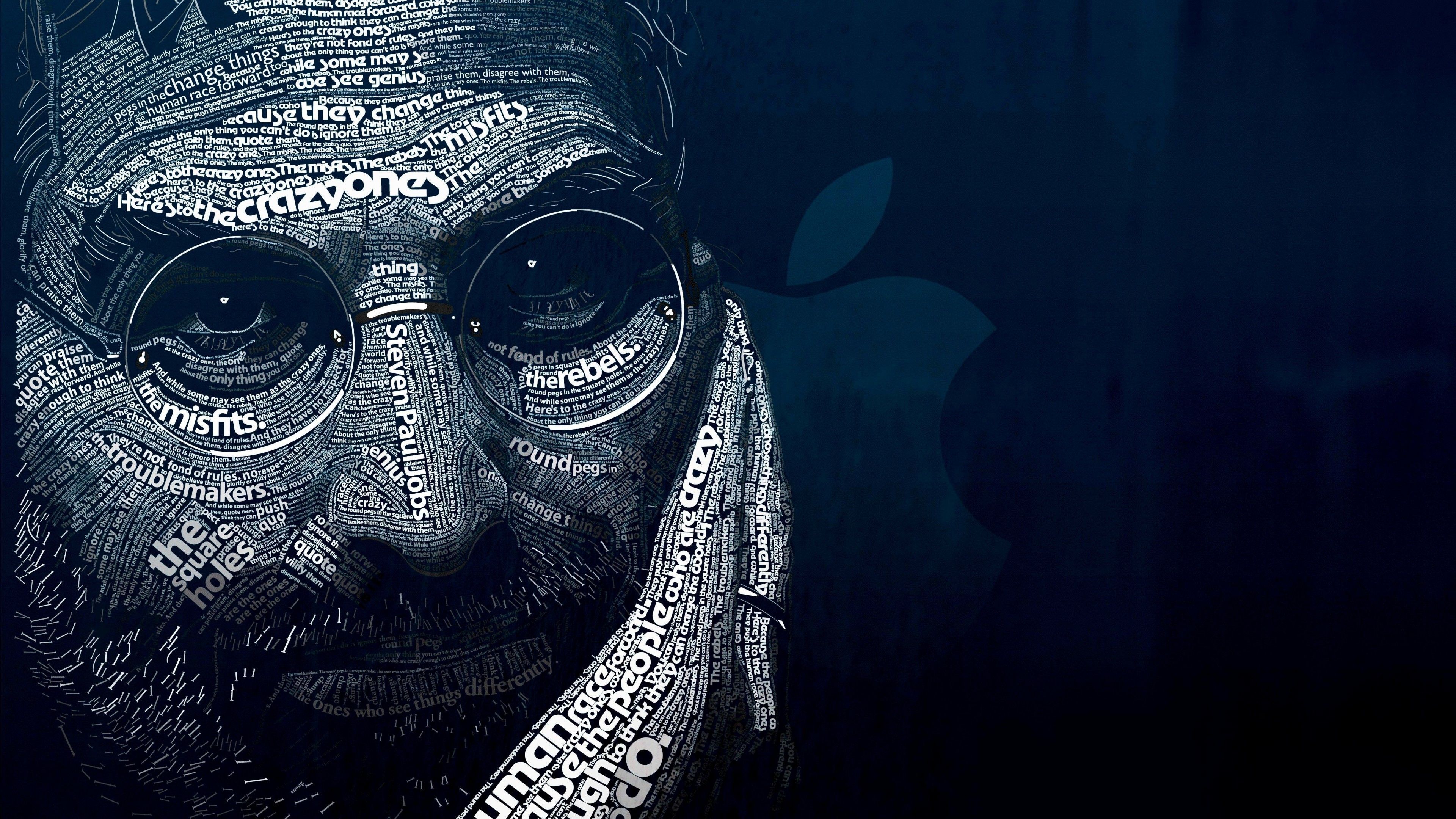 Download Steve Jobs Typographic Portrait HD wallpaper for 4K 3840 ...