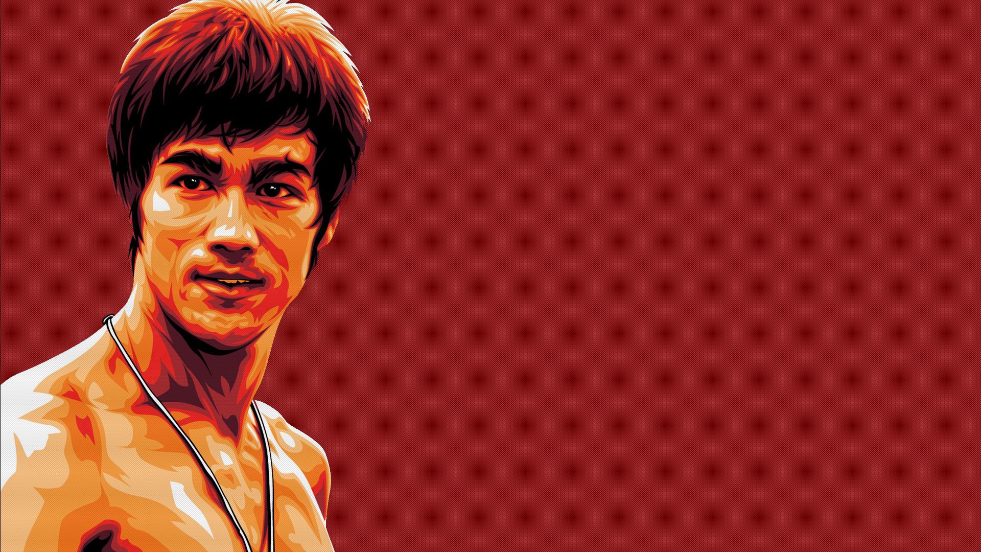 HD Background Bruce Lee Martial Arts Fighter Red Painting ...