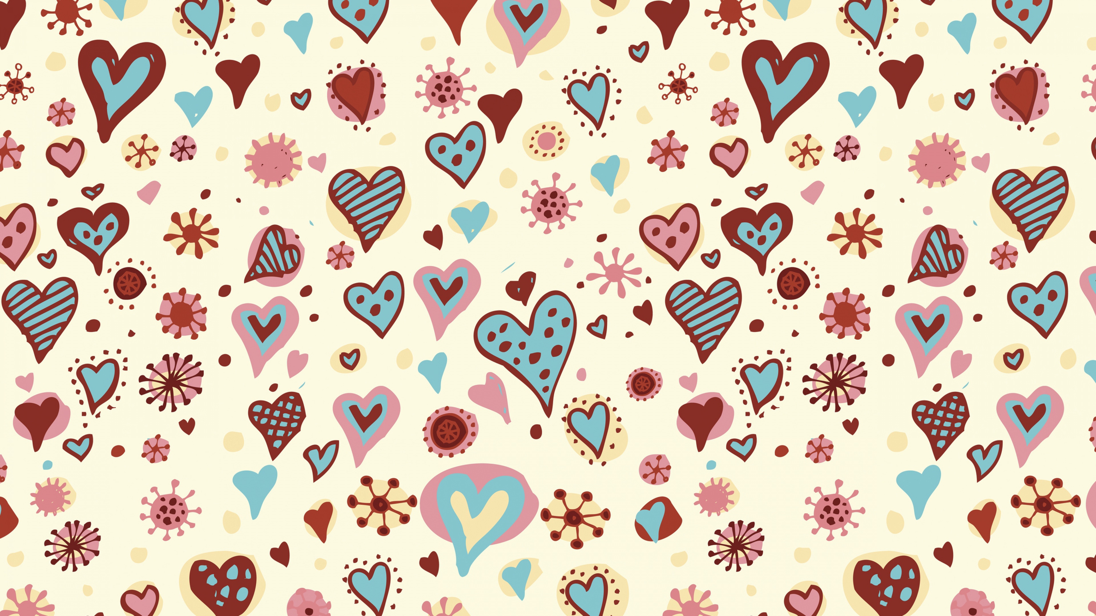 Download Wallpaper 3840x2160 Holiday, Hearts, Backgrounds