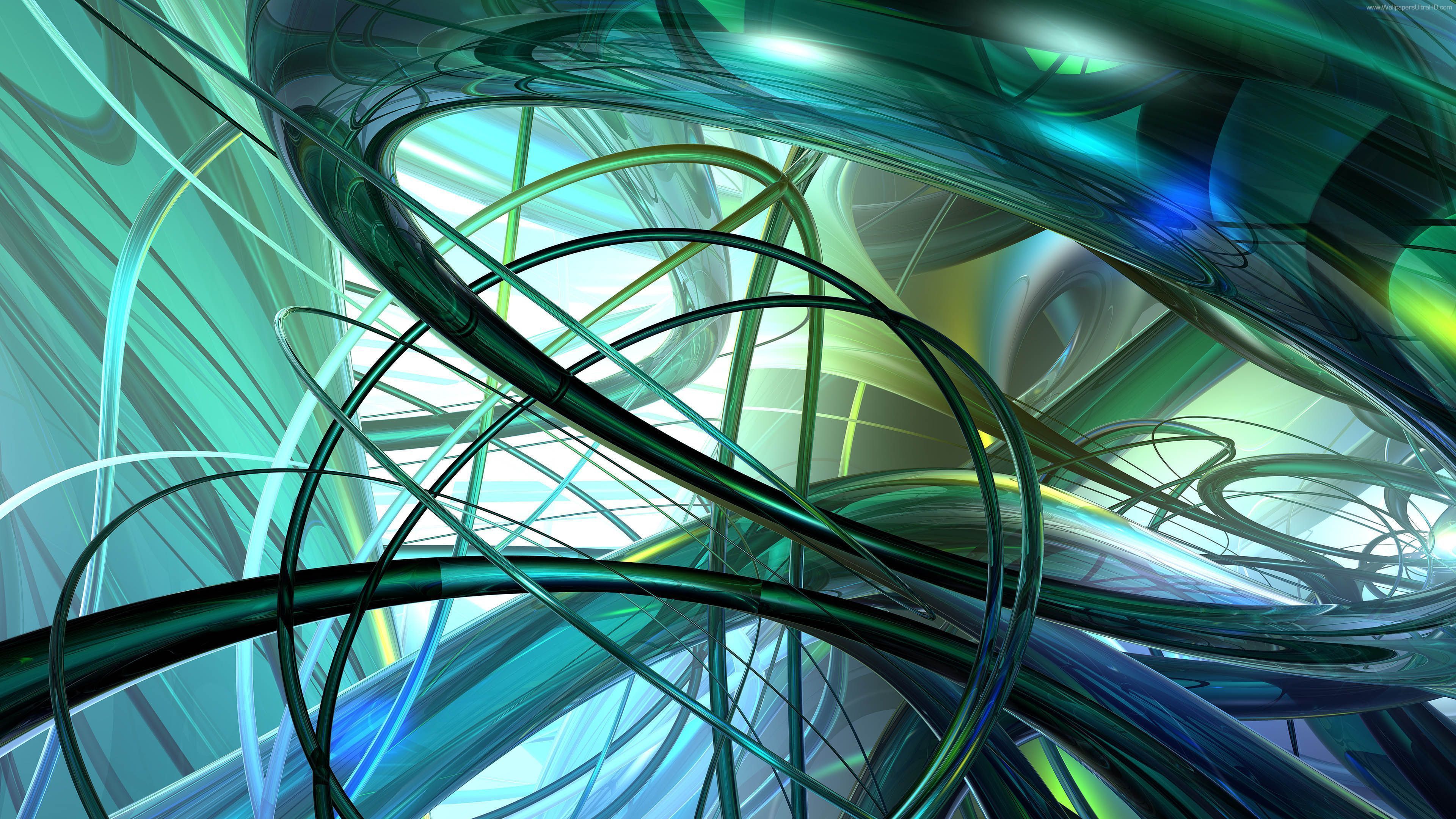 Abstract Green 3D Forms - 3840x2160 - 4K 16 / 9 Ultra HD, UHD