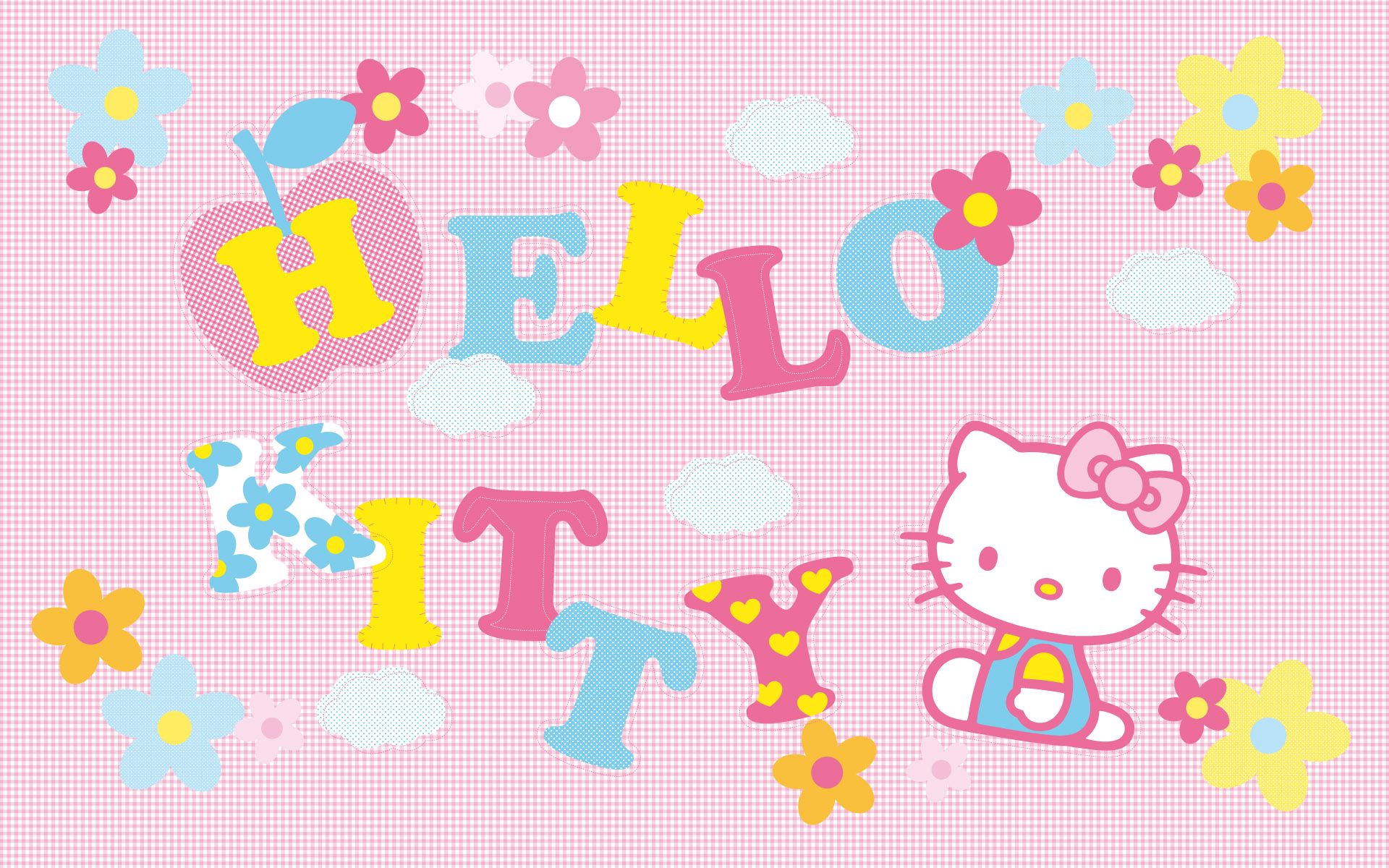 Cute Pink Patchwork Hello Kitty Wallpaper - Cute Backgrounds
