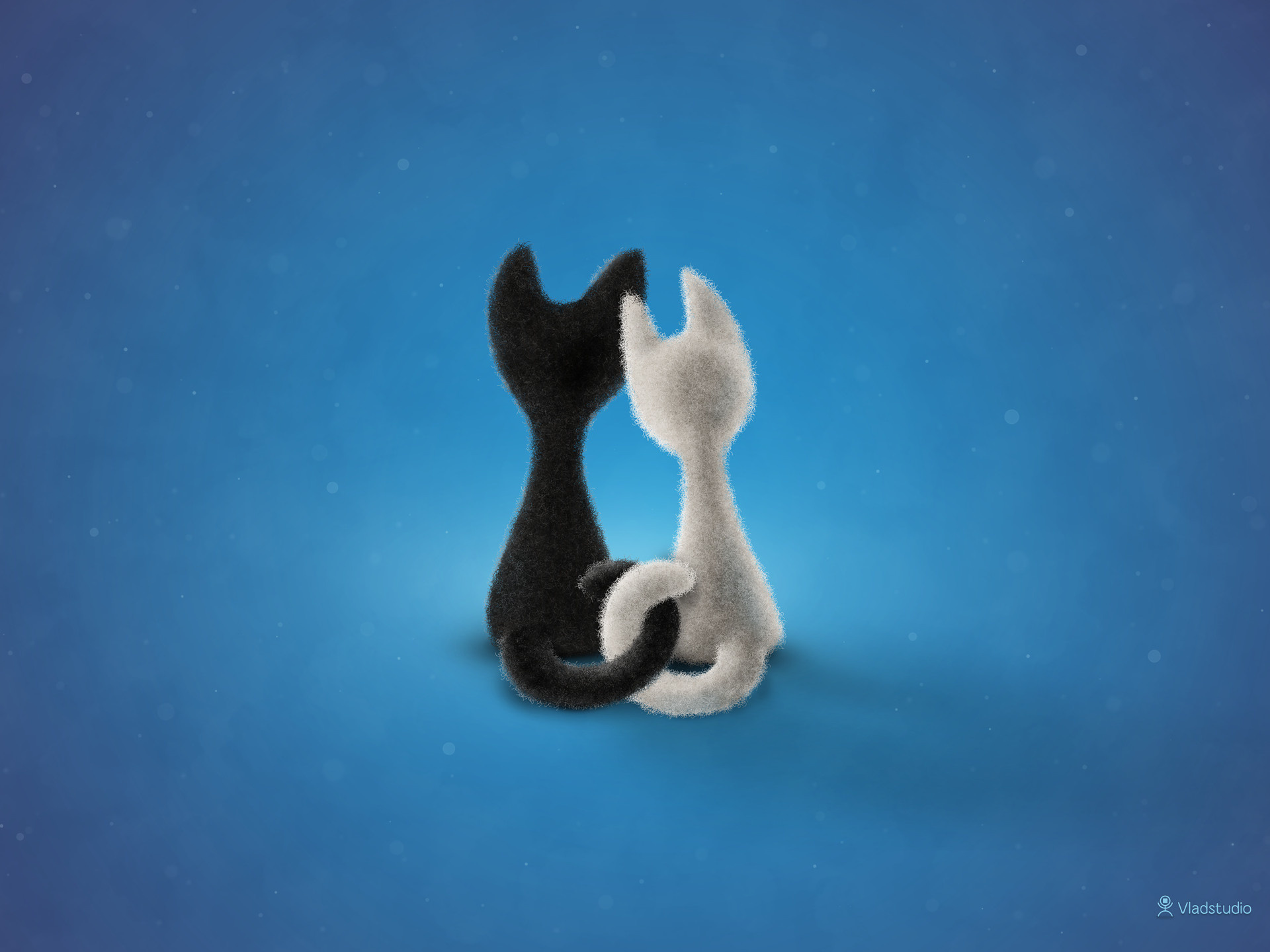 Wallpaper cat, love, paint, graphics desktop wallpaper » 3D ...