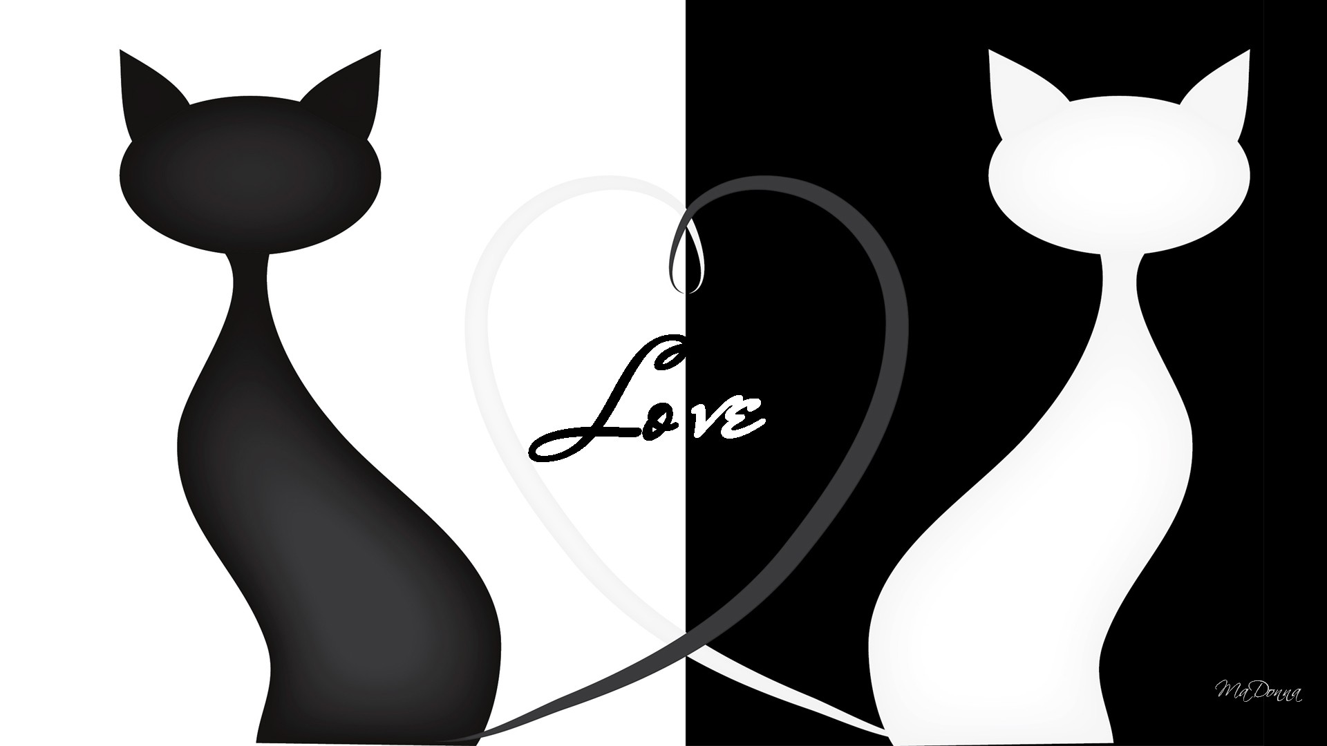 Cat Silhouette Love 1920x1080 Full HD Wallpaper | Free Wallpaper ...