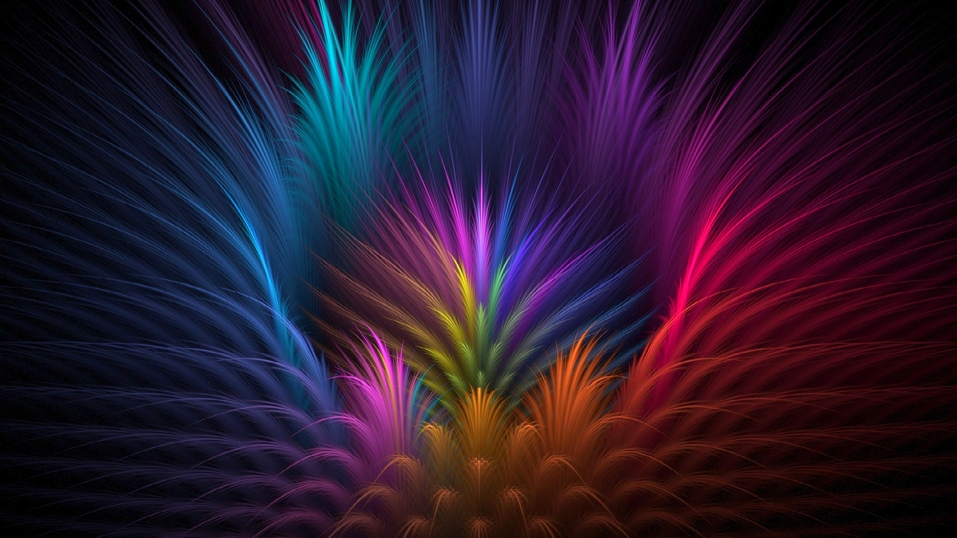 abstract, colored, rays, symmetry, feather, art, background, wallpaper