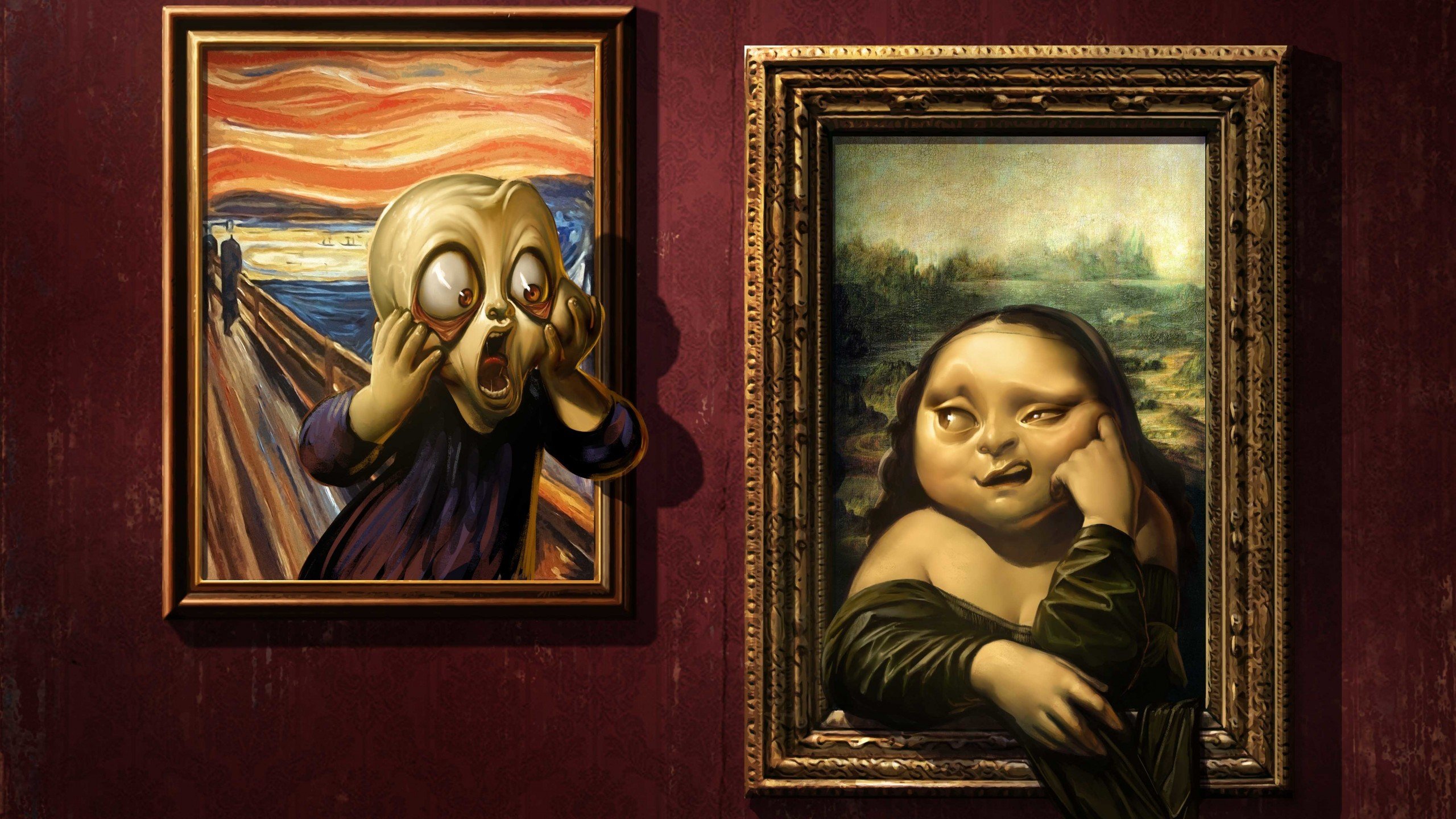 Paintings funny Mona Lisa artwork The Scream Da Vinci fantacy ...