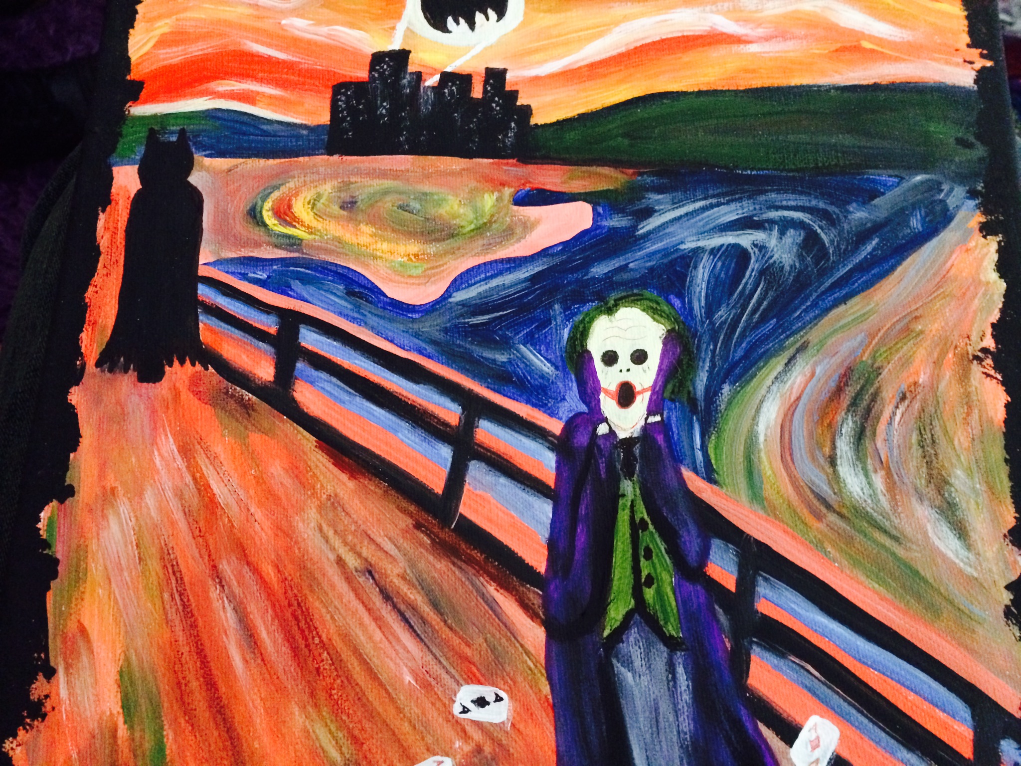 My girlfriend paints Batman into famous paintings. The Joker ...