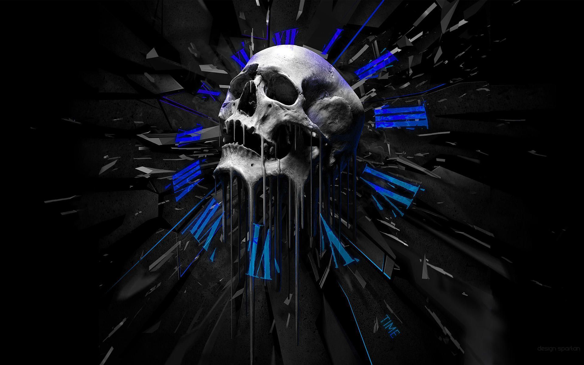 Download Skull Melting Clocks Wallpaper 1920x1200 Full HD Backgrounds