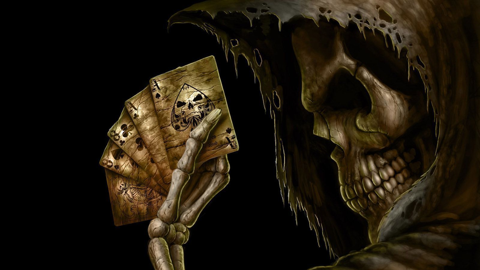 Skull and card wallpaper WallpaperGarns