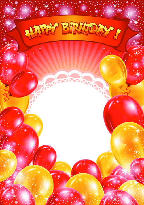 Happy Birthday Colorful Balloons background set 04 - Vector
