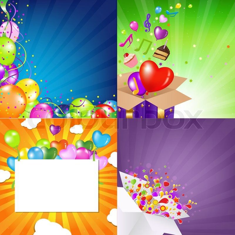 Birthday Backgrounds Set With Sunburst Stock Photo Colourbox
