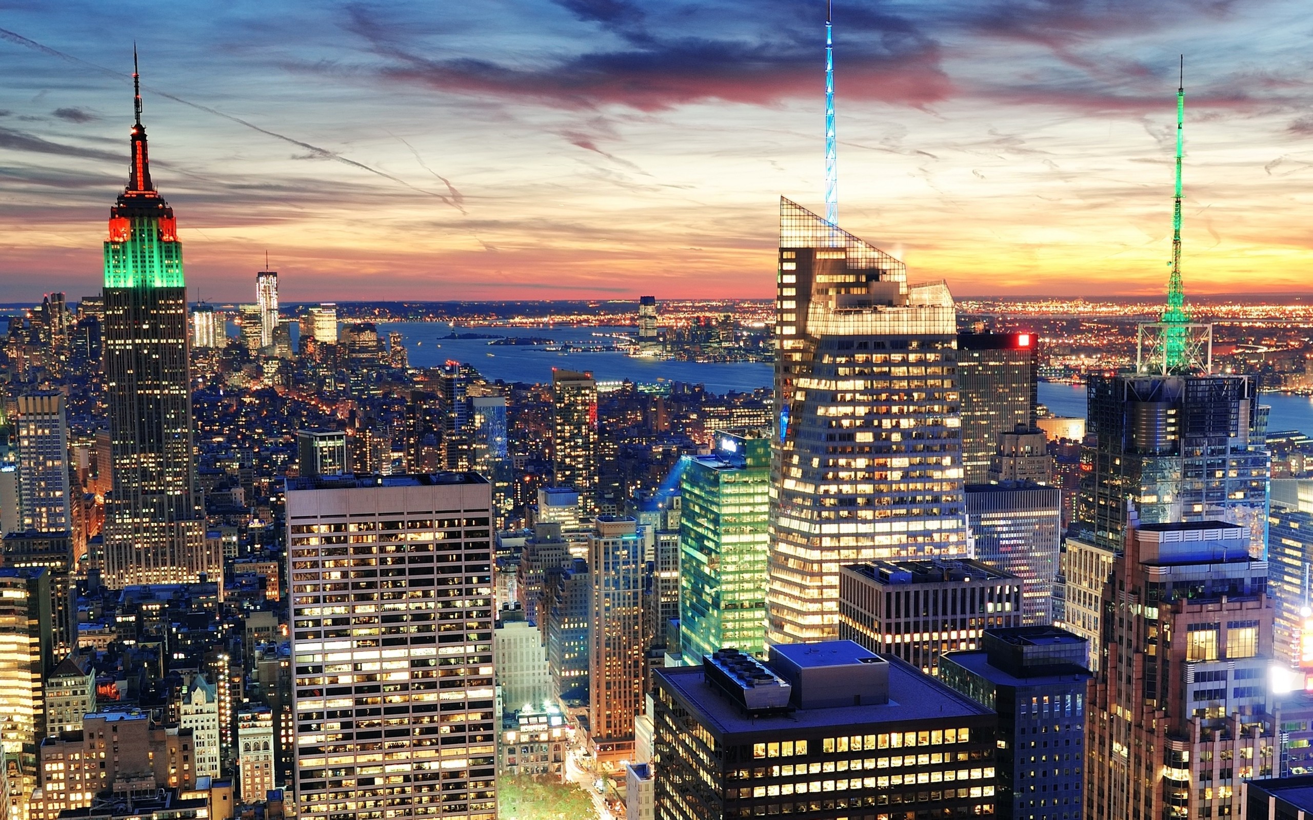 Cityscapes New York City city lights cities wallpaper 2560x1600