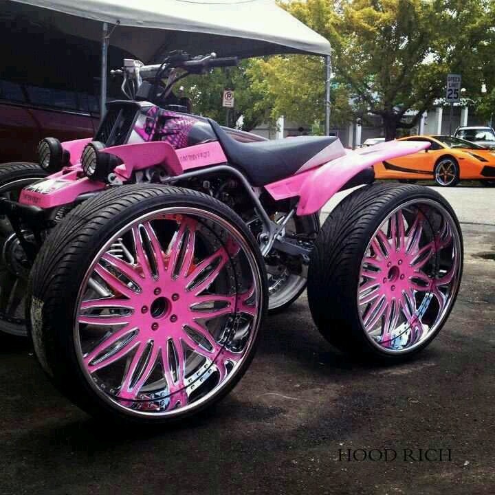 Pimpin pink quad..xolook at the orange Lamborghini in the