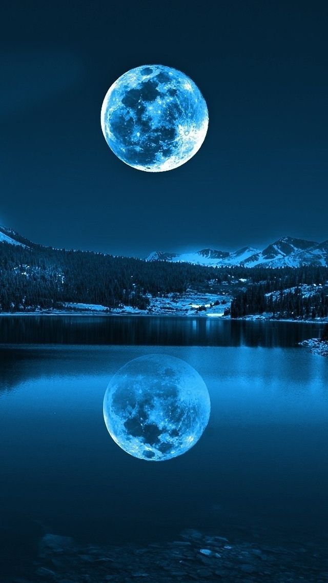 Moon in Cold Lakes iPhone 5s Wallpaper Download iPhone