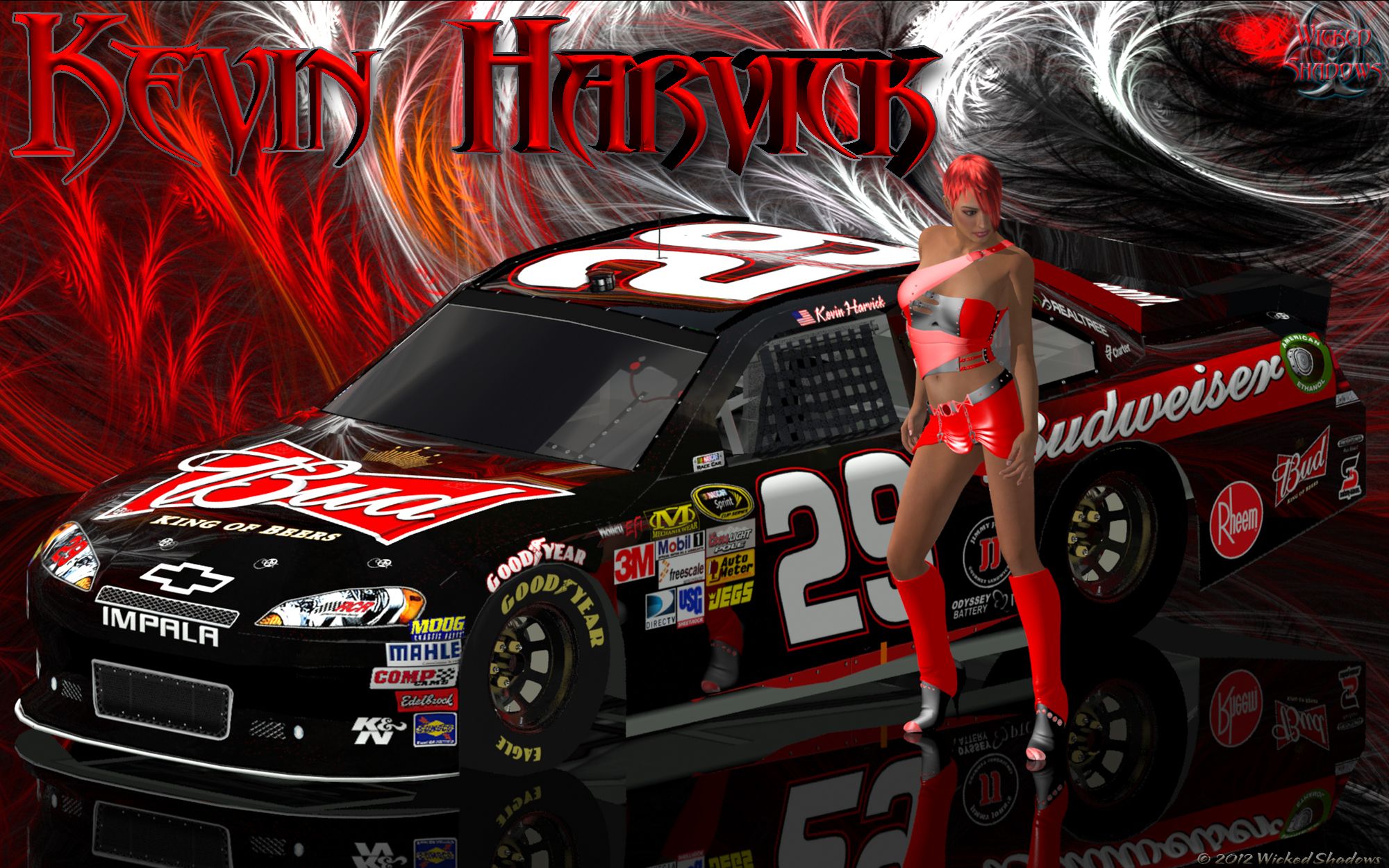 Wallpapers By Wicked Shadows: Kevin Harvick Lady In Red Wallpaper