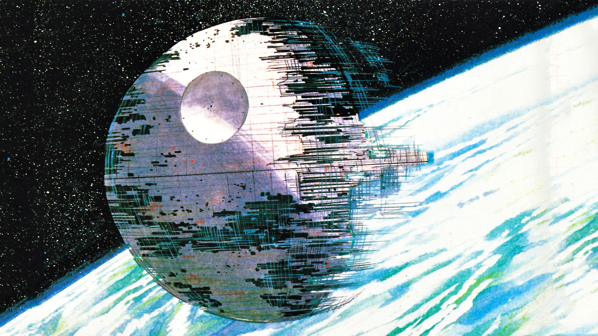 Star Wars Death Star Ralph McQuarrie wallpaper 1920x1080