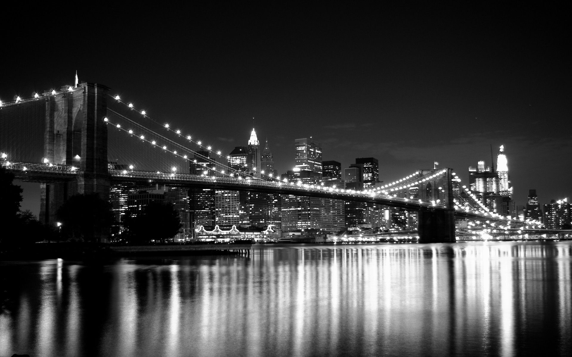 black and white desktop wallpaper city