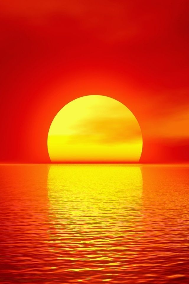 640x960 Sun Red Sky Ocean & Reflect Iphone 4 wallpaper