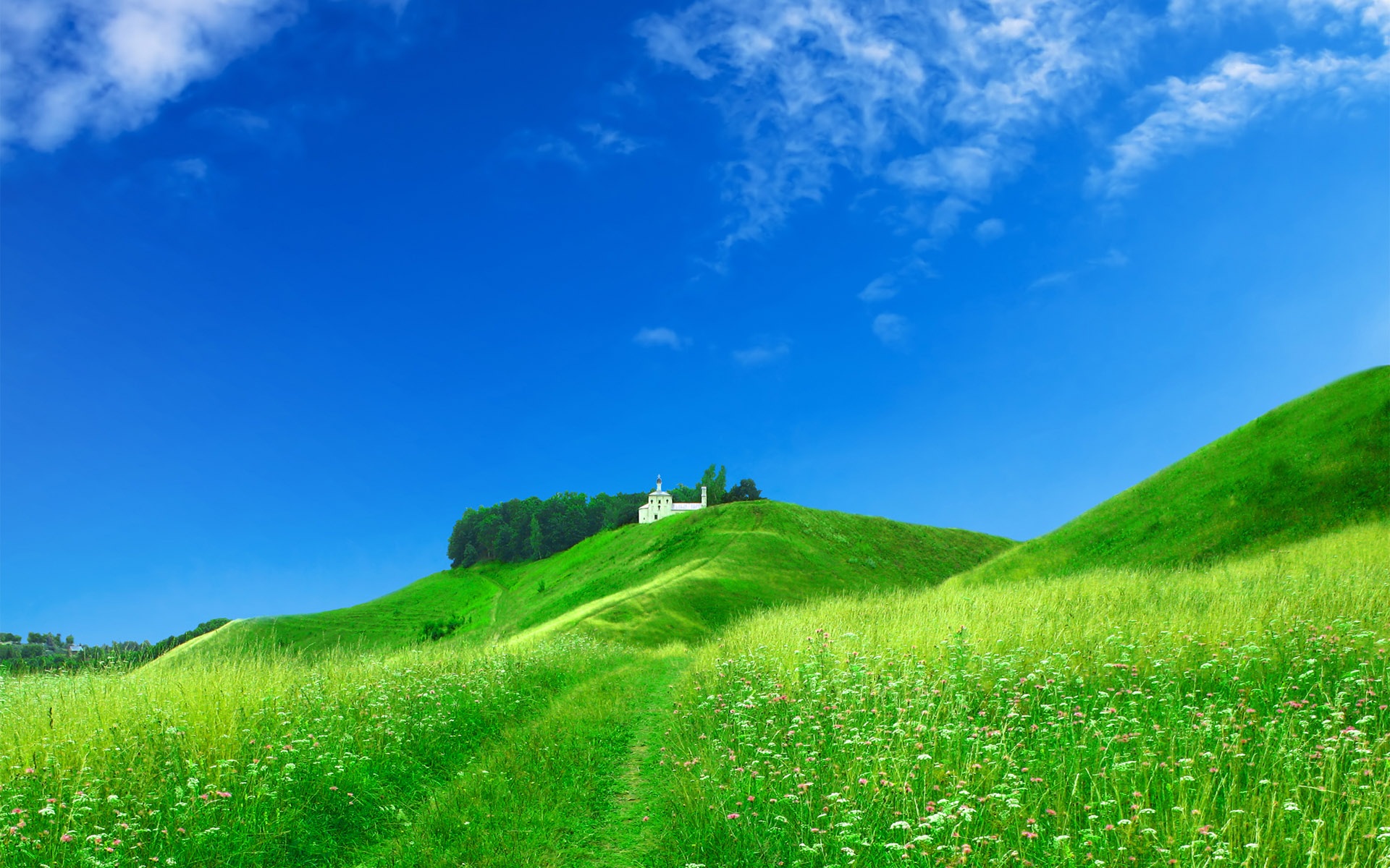 Dream home on the green hillside Wallpapers | HD Desktop Wallpaper ...