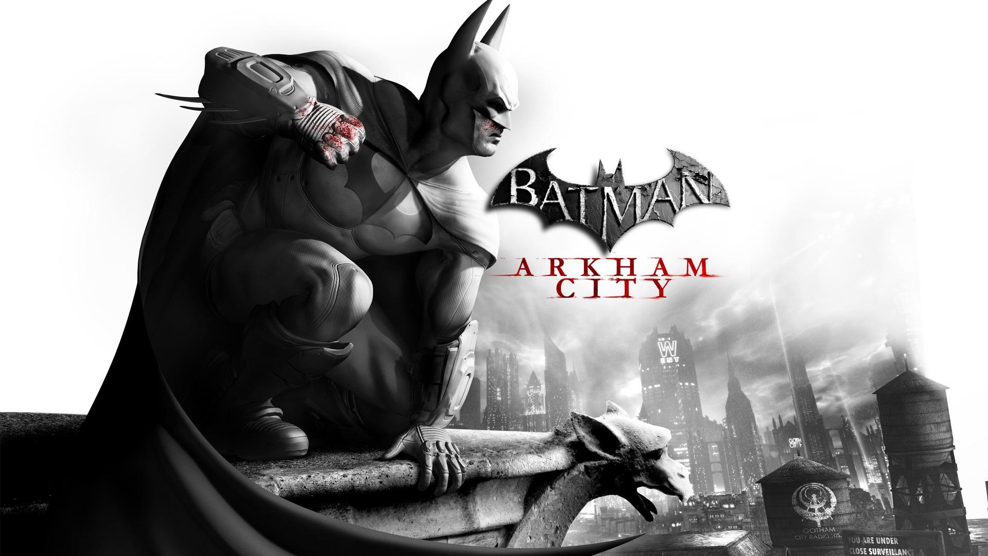 Batman on rooftop - Batman Arkham City - 1920x1080 - Full HD 16 / 9