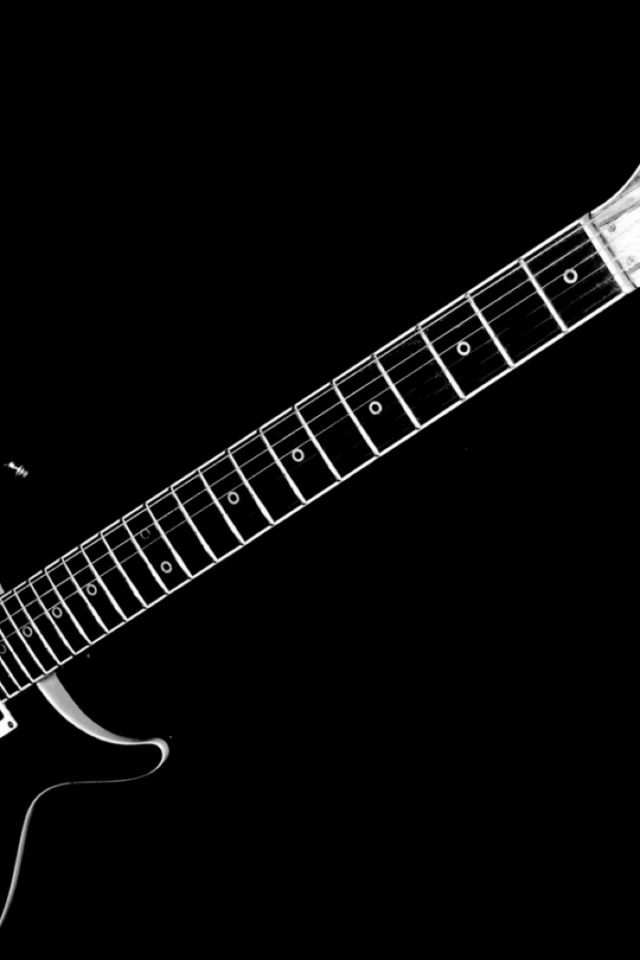 640x960 Black and White Electric Guitar desktop PC and Mac wallpaper