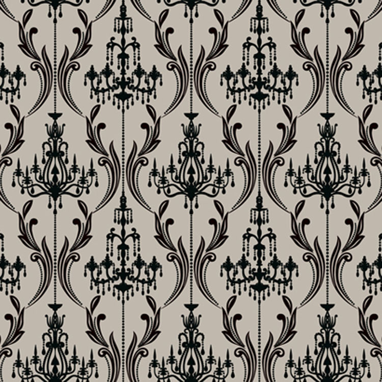 Chandelier Whimsical Silver and Black Wallpaper