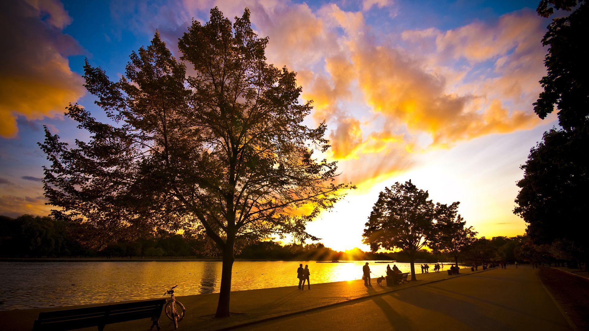 Autumn Sunset Background Toamna : Full HD desktop wallpaper : Wallinda