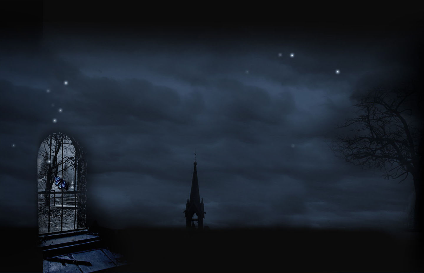 Church blue black gothic dark desert abstract | I HD WALL FREE