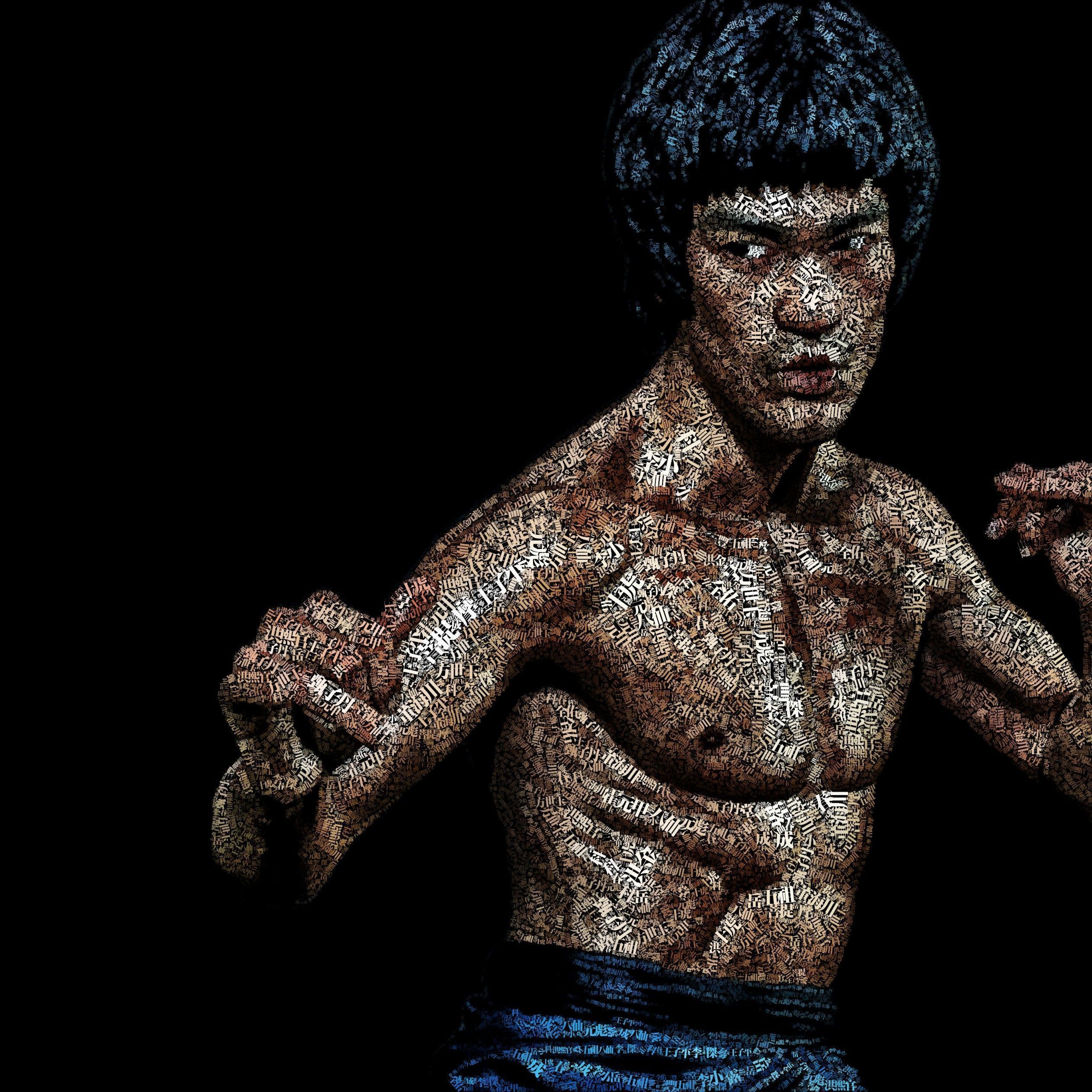 Download Bruce Lee Typographic Art Portrait HD wallpaper for iPad ...