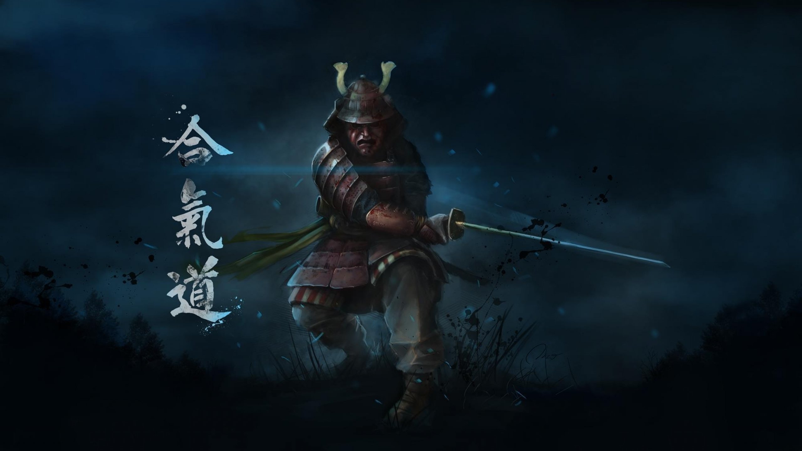 Samurai warrior fantasy art artwork asian wallpaper 2560x1440