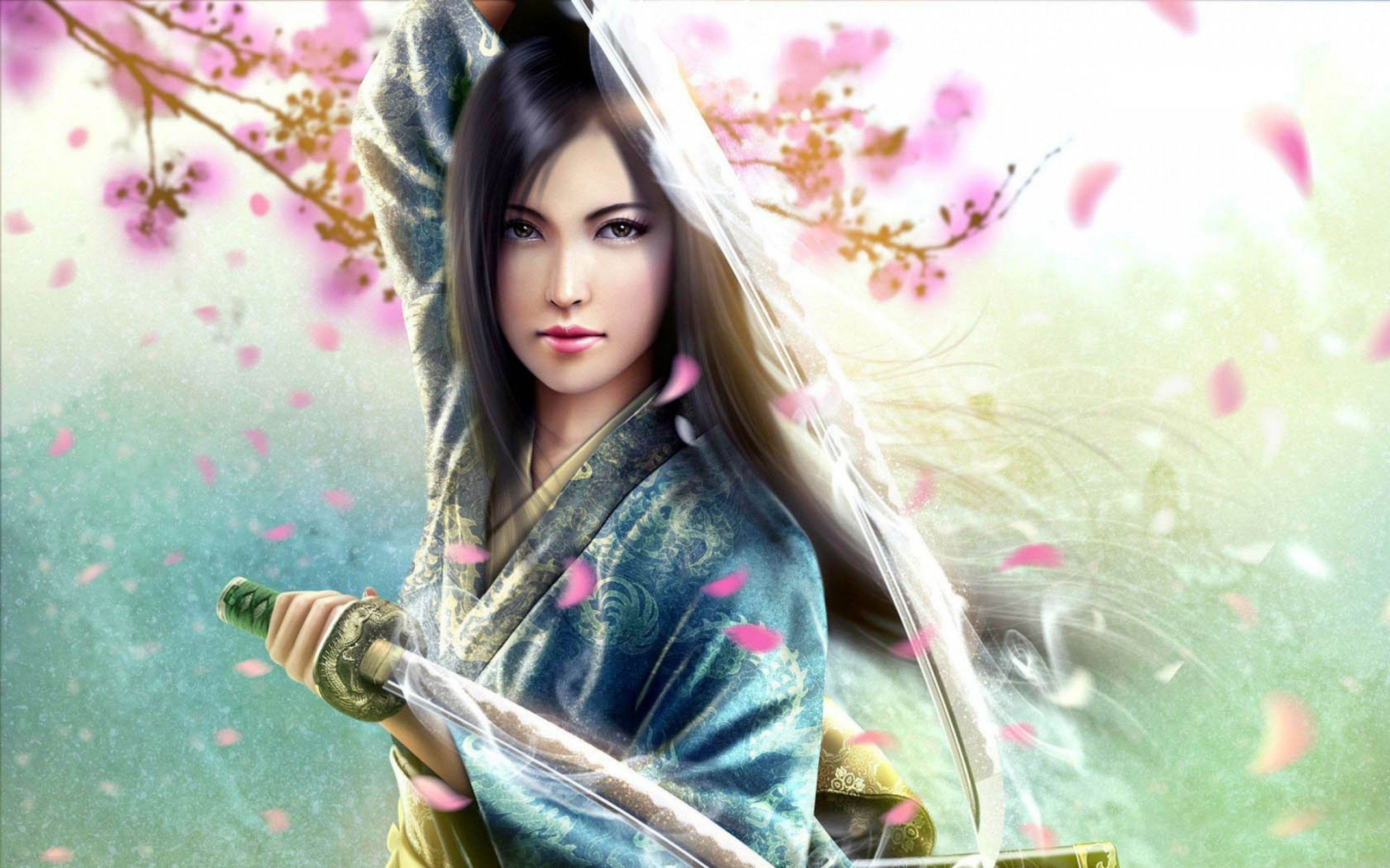 Samurai Girl Female Warrior Wallpaper HD Download Desktop