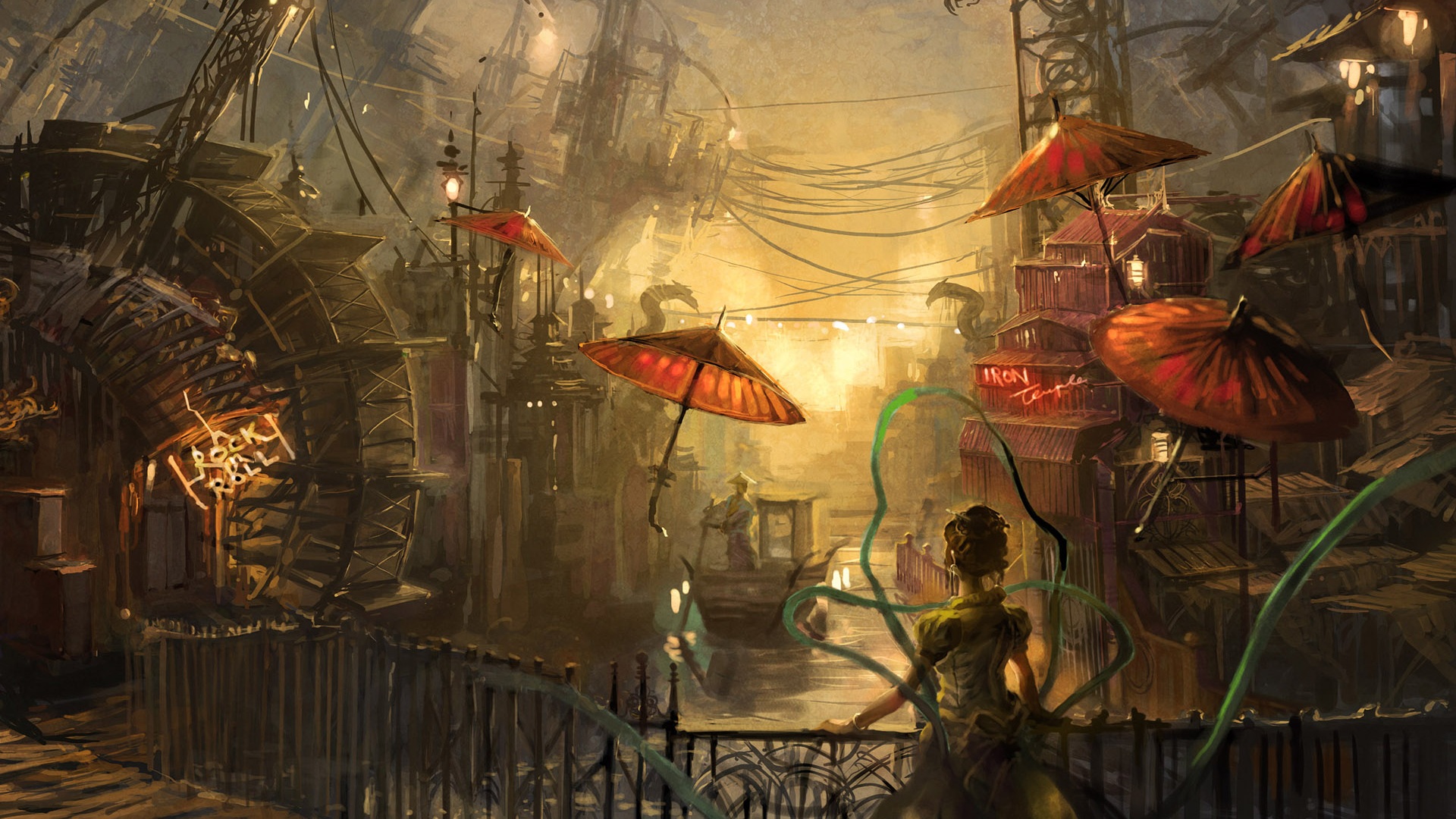 Steampunk Anime, water, painting, 1920x1080 HD Wallpaper and FREE