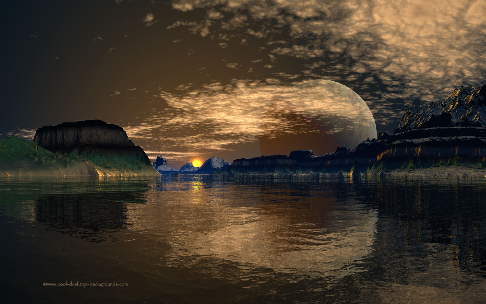 Big Moon Lake - Landscape Desktop Background - 1680x1050 pixels