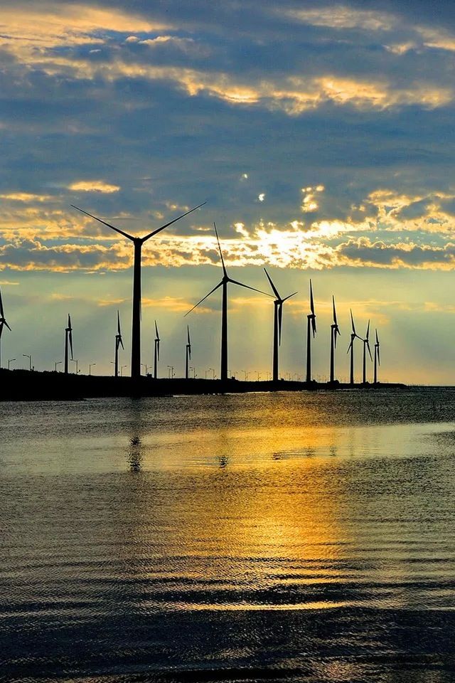 Seaside Sunset windmill iPhone 4s Wallpaper Download iPhone