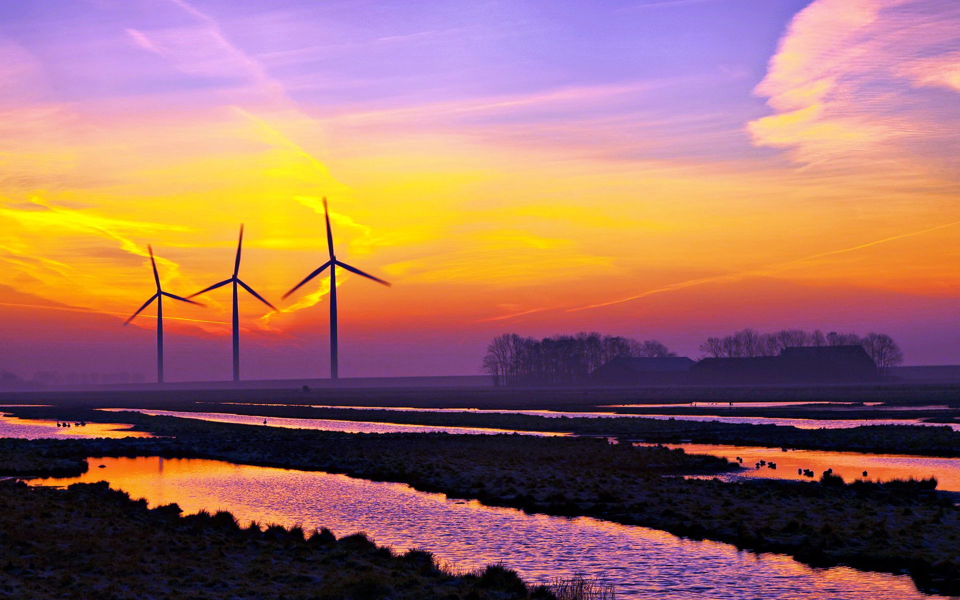 Windmill sunset wallpaper Sustainability Education