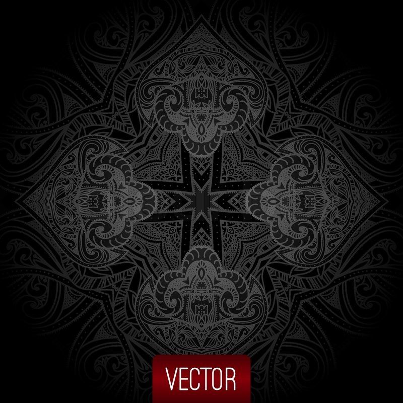 Vector abstract background. Floral pattern, black background