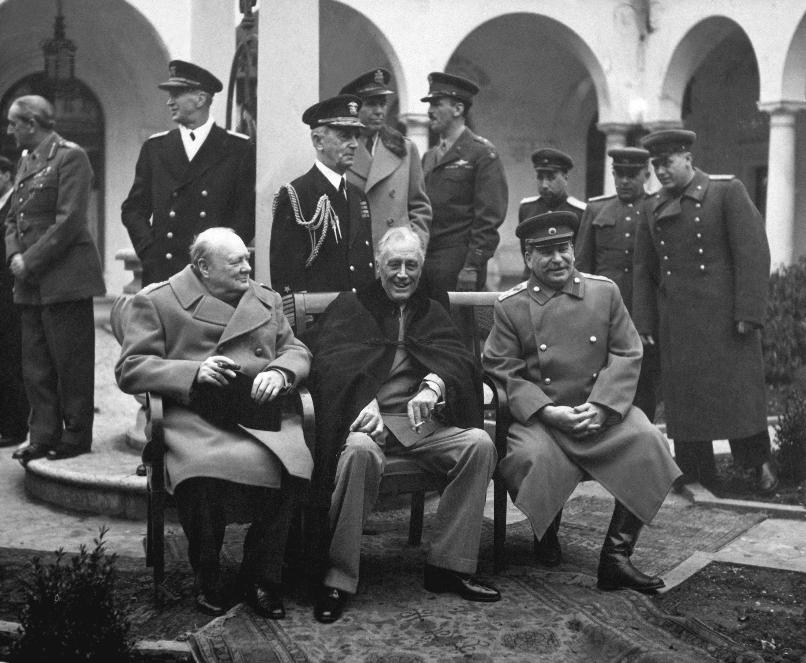 Black and white, stalin, World War II, Winston Churchill, historic
