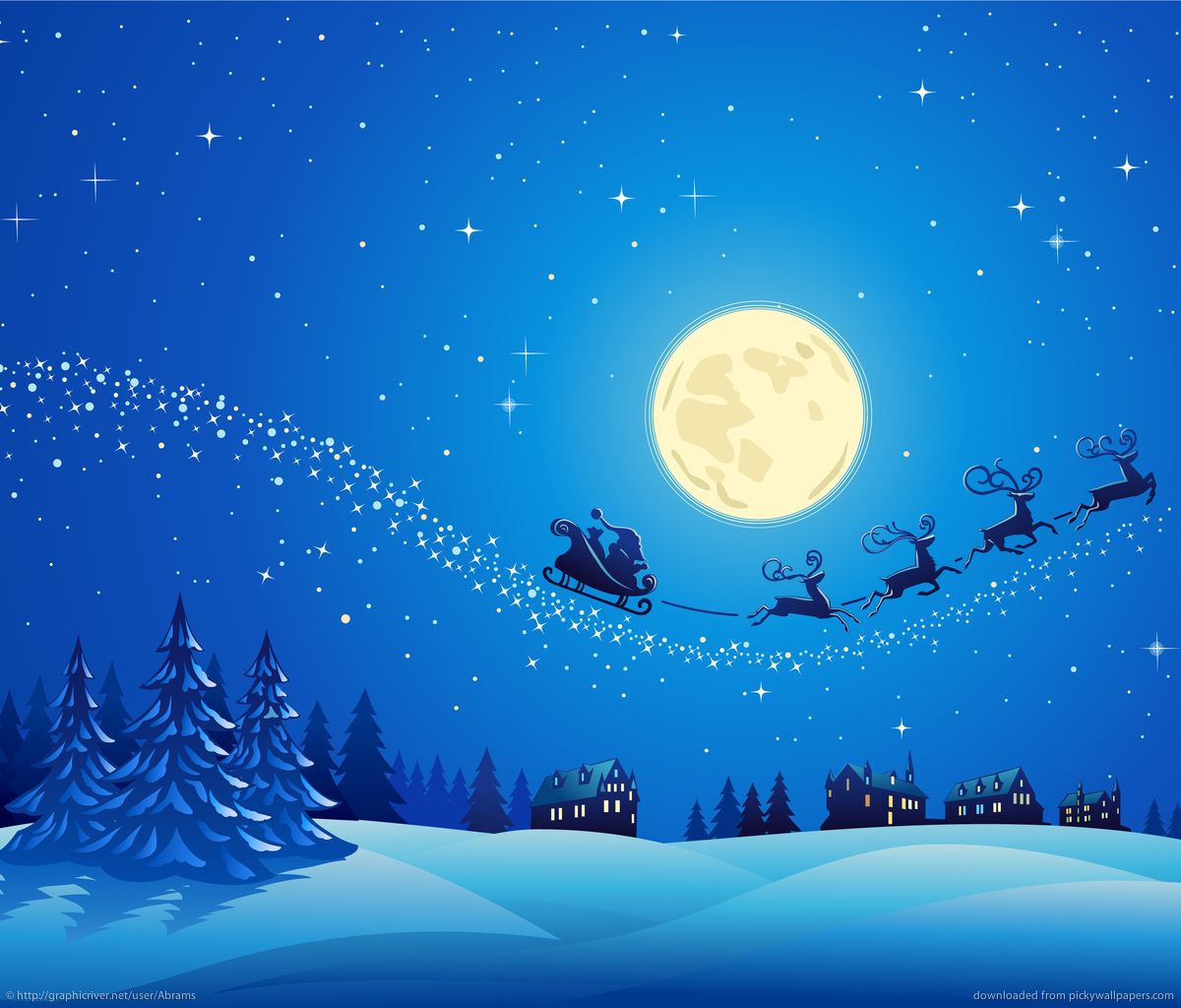 Download Santa Into The Winter Christmas Night 2 Wallpaper For